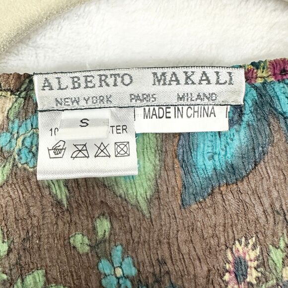 Vintage Y2K Alberto Makali Crinkle Cardigan Size Small Sequins Metallic Floral - Picture 5 of 6